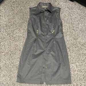 Space style concept Gray Sleeveless Dress zip waist dress
